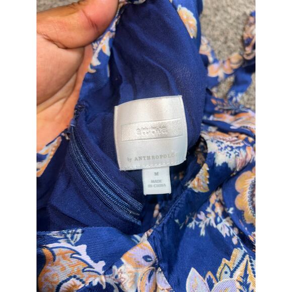 Anthropologie Ett Twa Blue Orange Floral Print Jumpsuit Size M - Picture 3 of 3